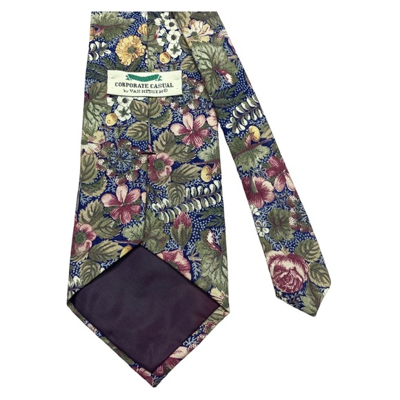 Corporate Casual by Van Heusen Floral Pattern Tie 100% cotton 4” wide 58” - Picture 4 of 6
